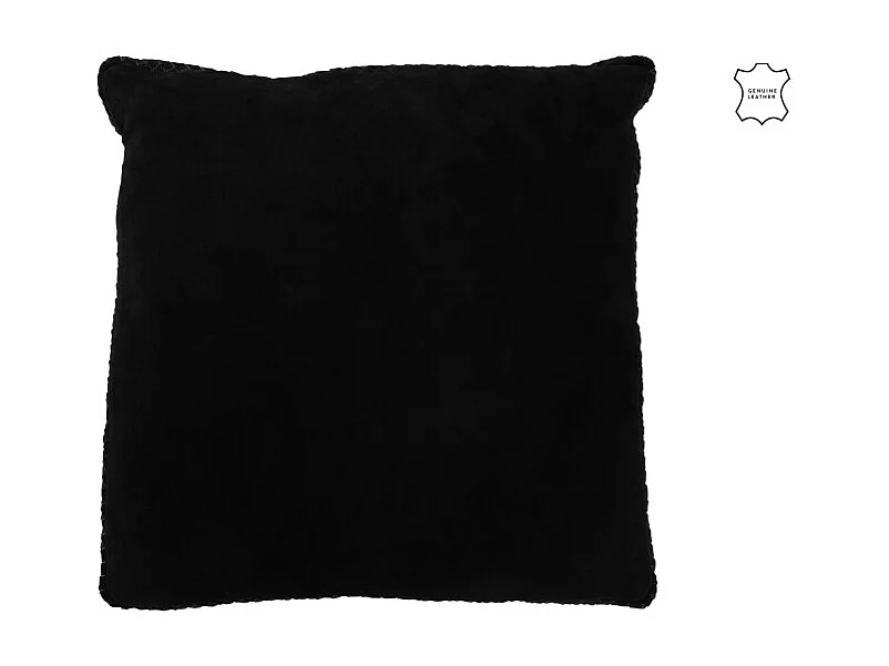 Cojín cuadrado de cuero negro 45x45x7 cm