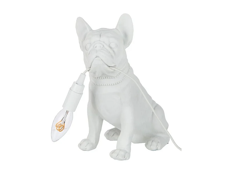 Lámpara de bulldog sintético blanco de 26x14x28 cm