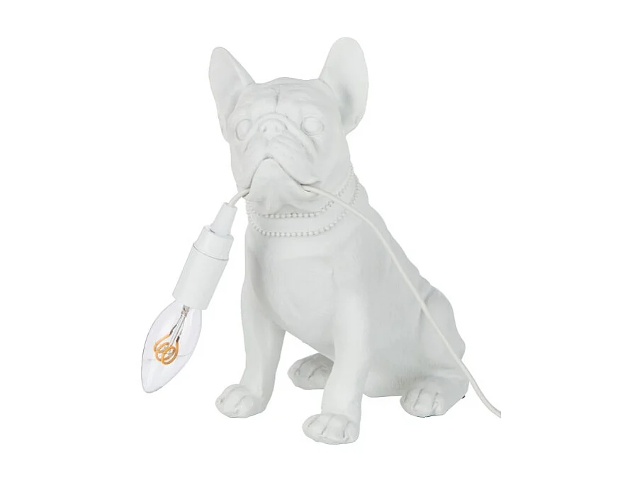 Lámpara de bulldog sintético blanco de 26x14x28 cm