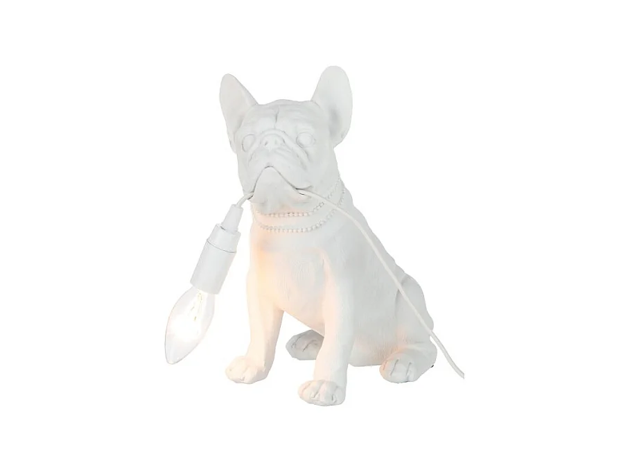 Lámpara de bulldog sintético blanco de 26x14x28 cm