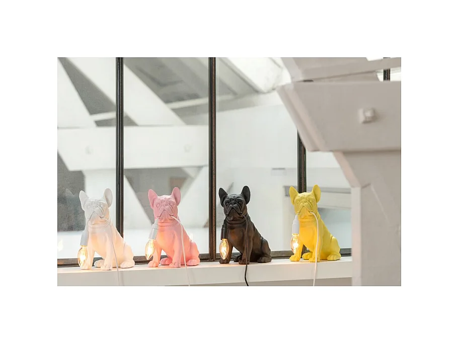 Lámpara de bulldog sintético blanco de 26x14x28 cm