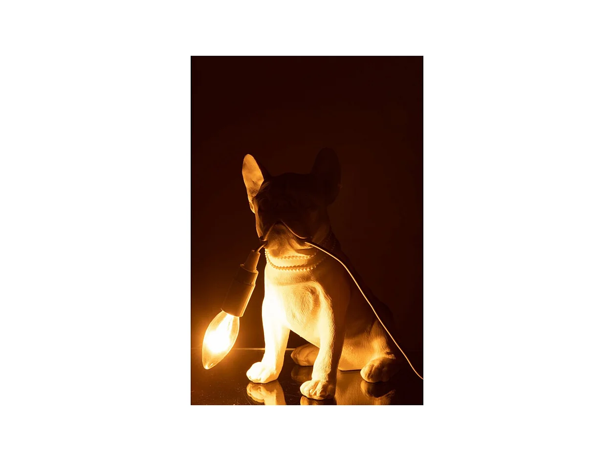 Lámpara de bulldog sintético blanco de 26x14x28 cm