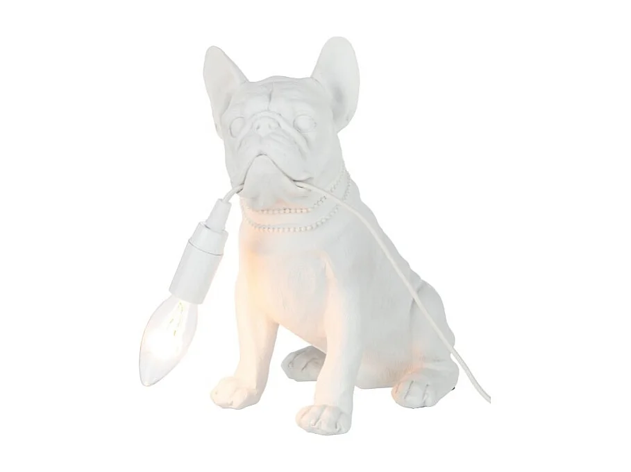 Lámpara de bulldog sintético blanco de 26x14x28 cm