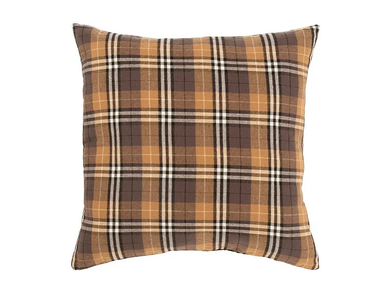 Cojín rombo cuadrado tela marrón/negro/ocre 38x38 cm