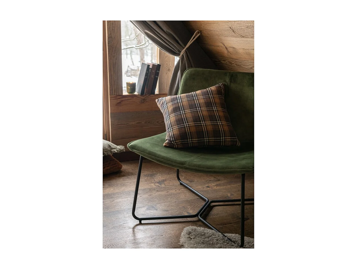 Cojín rombo cuadrado tela marrón/negro/ocre 38x38 cm