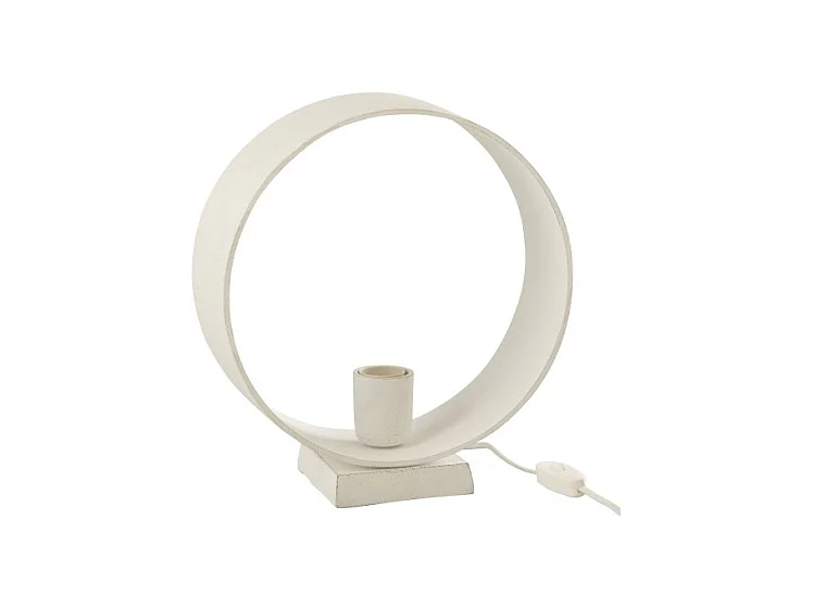 Lámpara circular sobre base de aluminio blanco de 29x11x33 cm