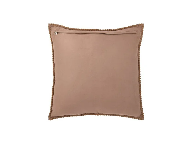 Cojín cuadrado de cuero marrón de 45x45x8 cm