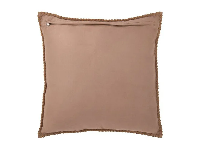 Cojín cuadrado de cuero marrón de 45x45x8 cm