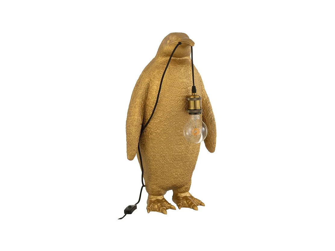 Lámpara pingüino de resina dorada 32.5x31x59cm