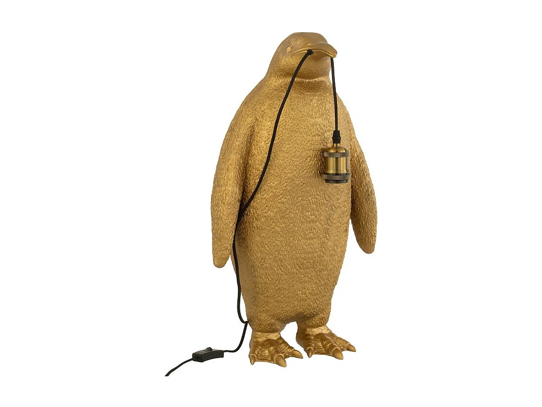 Lámpara pingüino de resina dorada 32.5x31x59cm