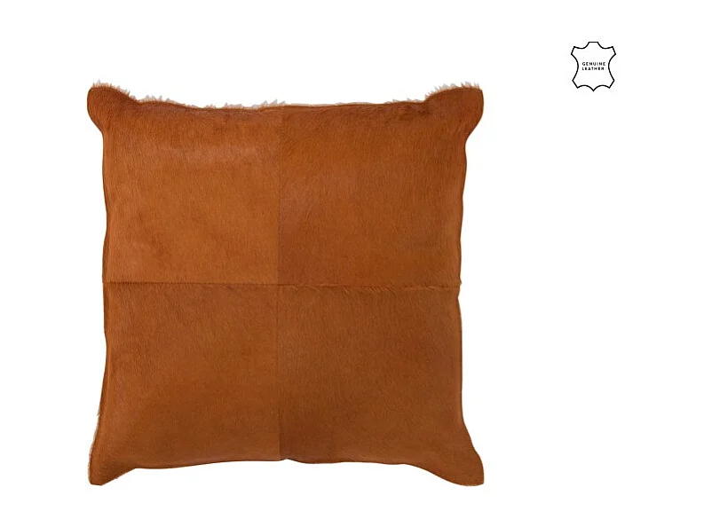 Cojín cuadrado de cuero marrón de 45x45x8 cm