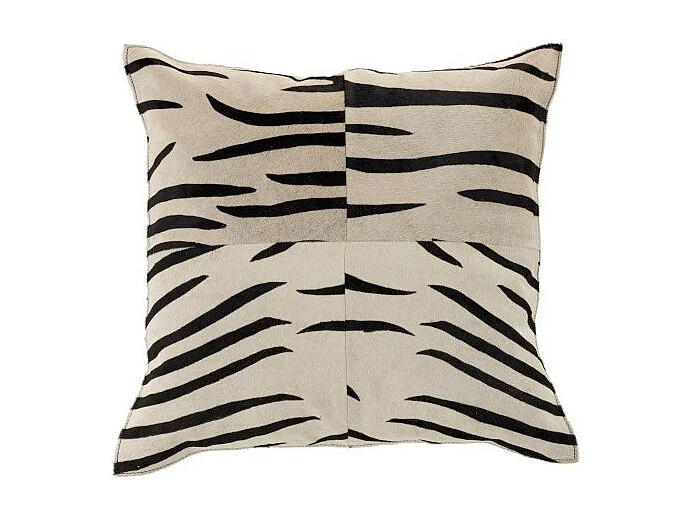 Cojín cebra cuadrado cuero negro/blanco 44x44 cm