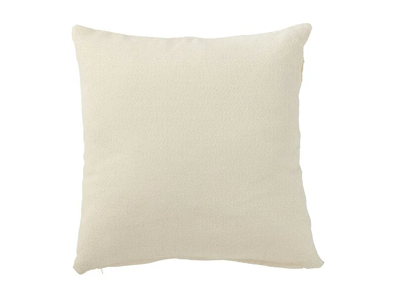 Cojín cuadrado con motivos de hojas en tela blanca 43x43x10 cm.