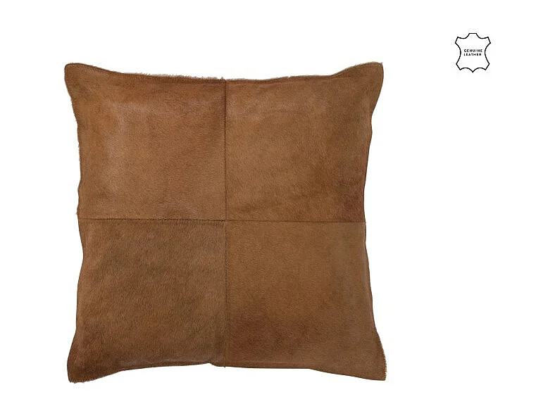 Cojín cuadrado de cuero dorado de 45x45x8 cm
