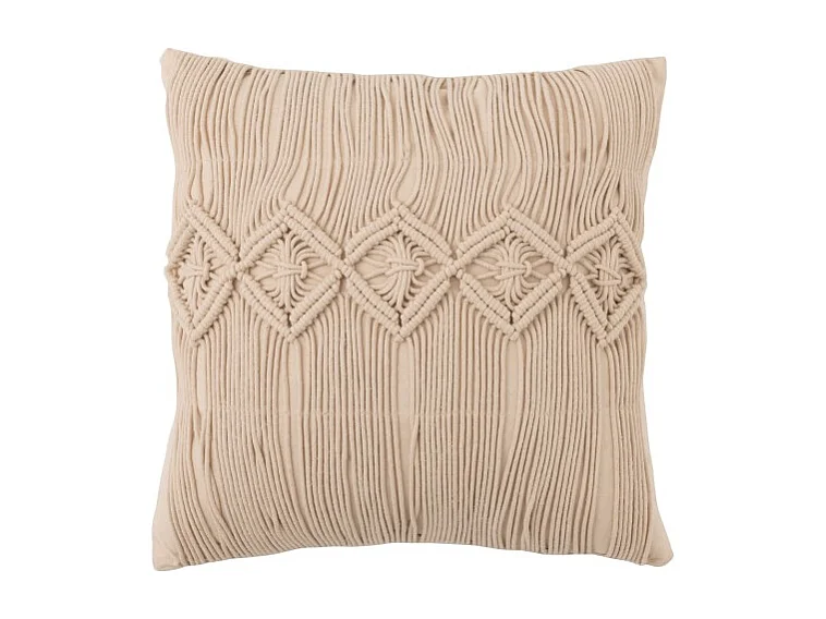 Cuscino quadrato con motivi in cotone beige 46x46cm