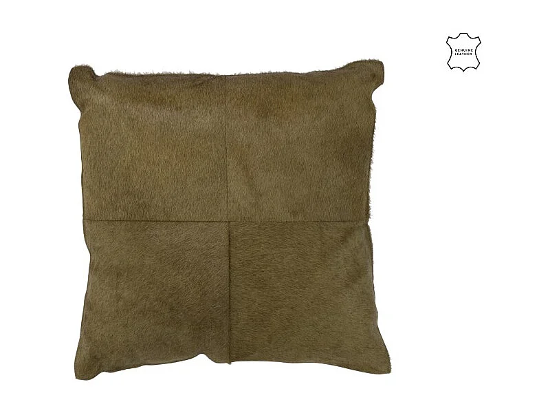 Cojín cuadrado de cuero verde de 45x45x8 cm