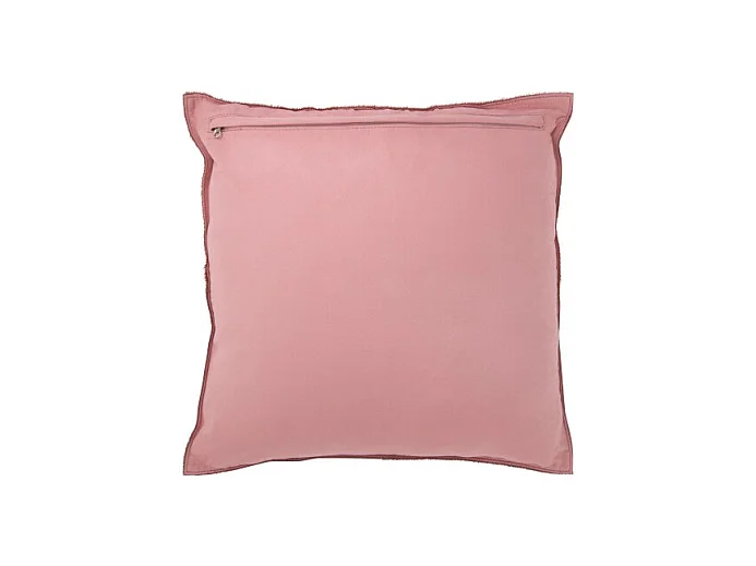 Cojín con pompones de cuero rojo 45x45x8 cm