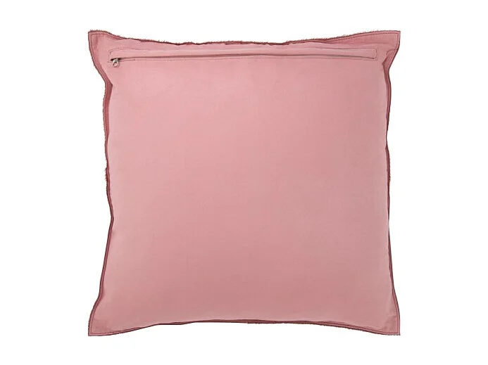 Cojín con pompones de cuero rojo 45x45x8 cm