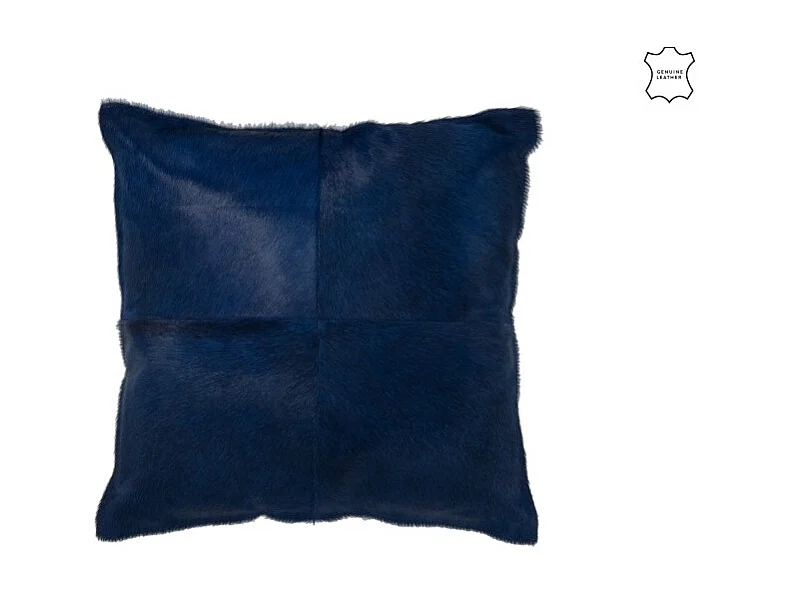 Cojín cuadrado de cuero azul 45x45x8 cm