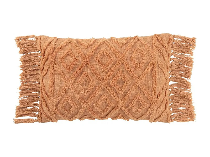 Cojín rectangular con flecos de algodón salmón 78x40x15 cm