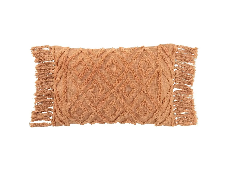 Cojín rectangular con flecos de algodón salmón 78x40x15 cm