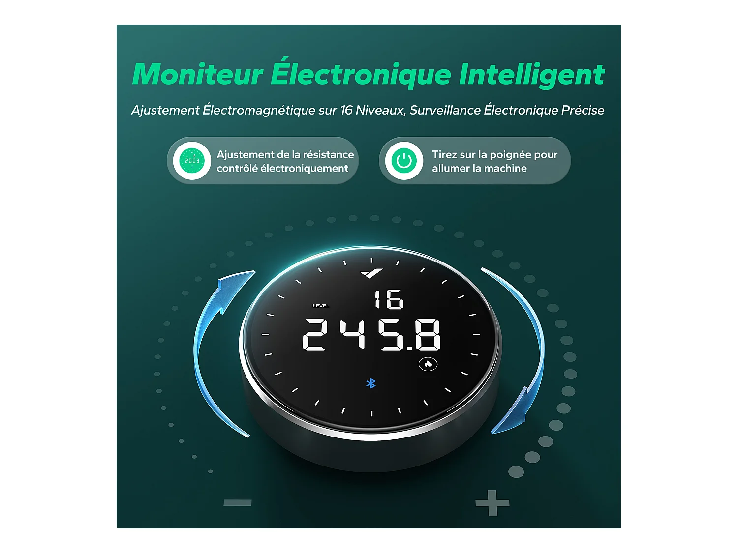 Rameur magnétique écologique-Merach, 16 niveaux de résistance, réglage intelligent, Compatible avec APP, Auto-alimenté