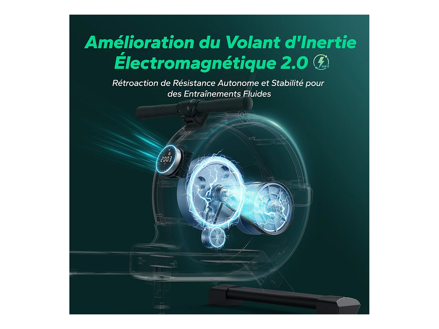 Rameur magnétique écologique-Merach, 16 niveaux de résistance, réglage intelligent, Compatible avec APP, Auto-alimenté