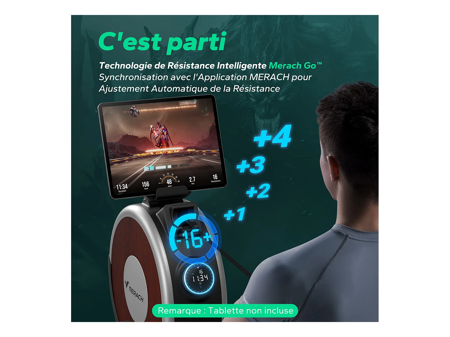 Rameur magnétique écologique-Merach, 16 niveaux de résistance, réglage intelligent, Compatible avec APP, Auto-alimenté