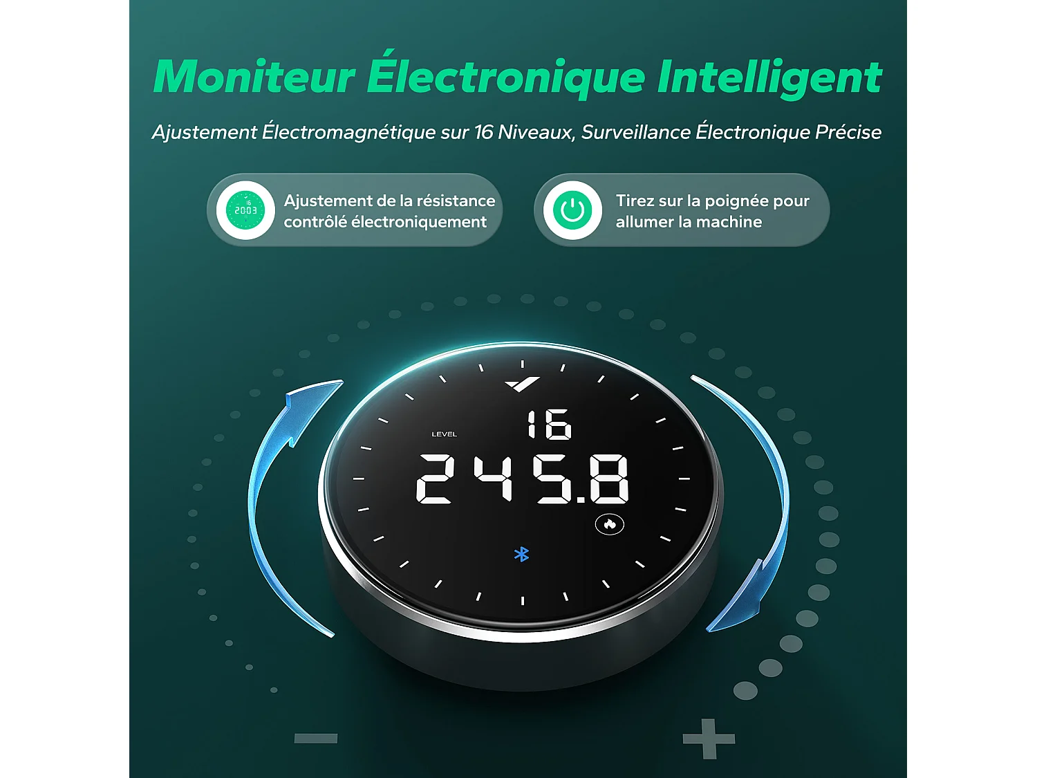 Rameur magnétique écologique-Merach, 16 niveaux de résistance, réglage intelligent, Compatible avec APP, Auto-alimenté