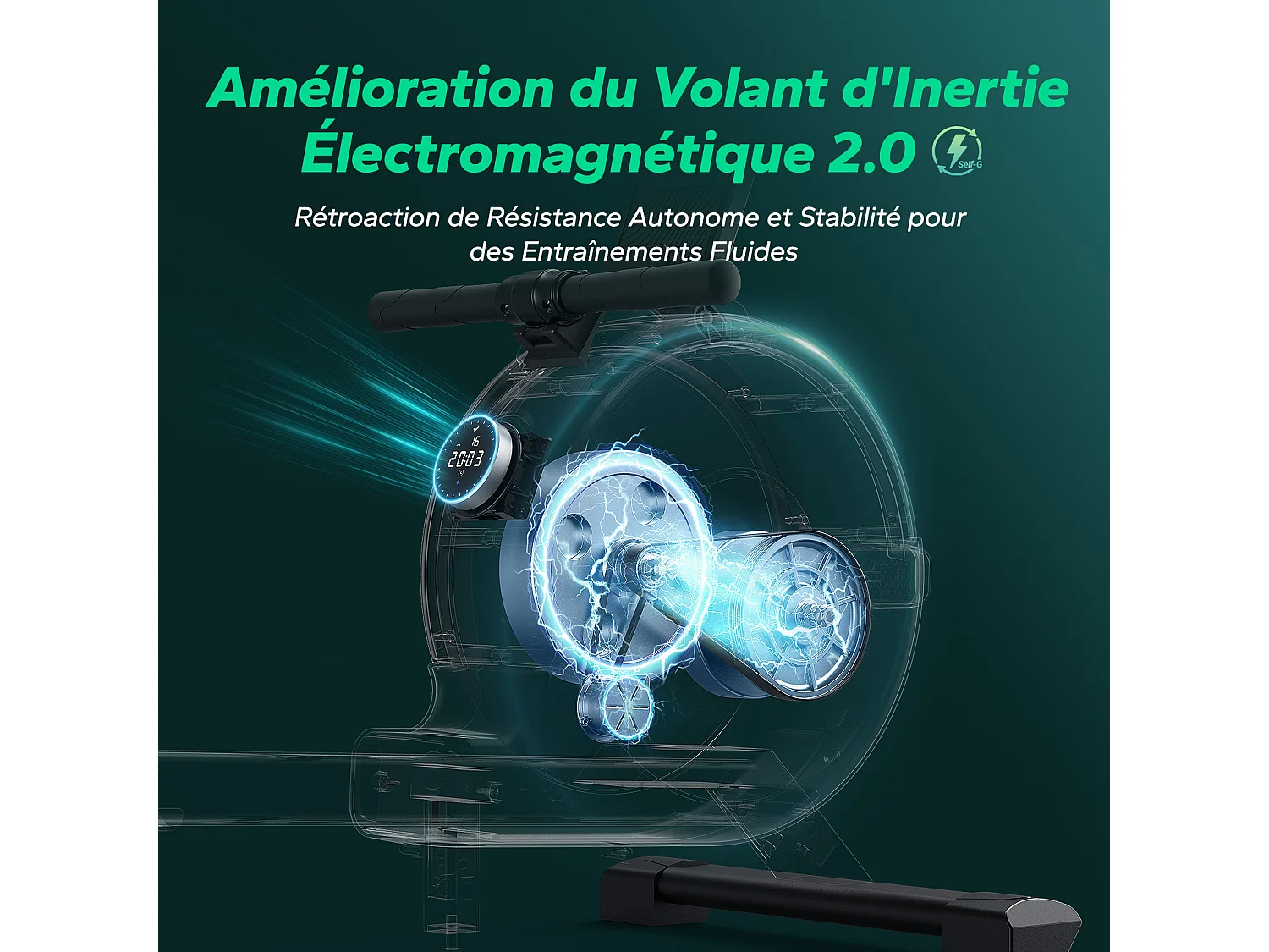 Rameur magnétique écologique-Merach, 16 niveaux de résistance, réglage intelligent, Compatible avec APP, Auto-alimenté