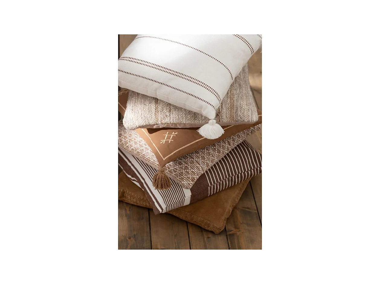 Cojín cuadrado de cuero marrón de 45x45x7 cm