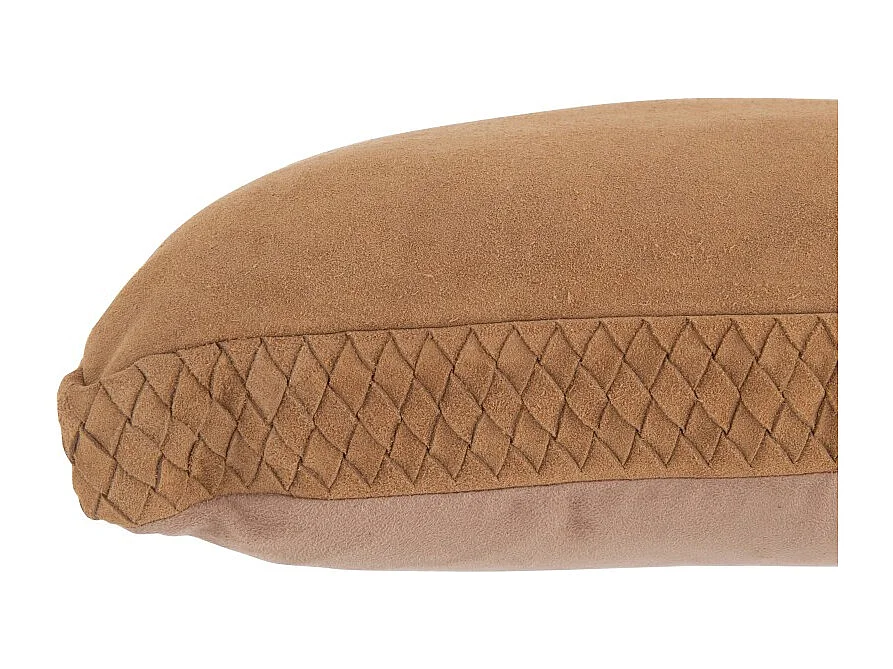 Cojín cuadrado de cuero marrón de 45x45x7 cm