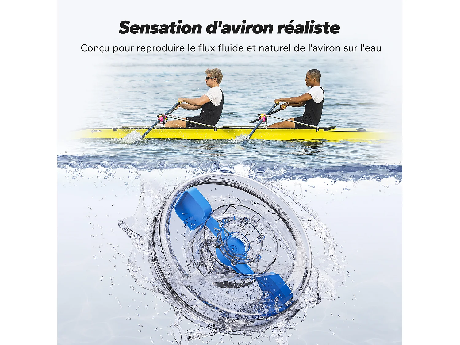 Rameur À Eau Pliable Merach, 6 Niveaux De Résistance, Bois Massif, Compatible Kinomap & Zwift, Entraînement Connecté À Domicile