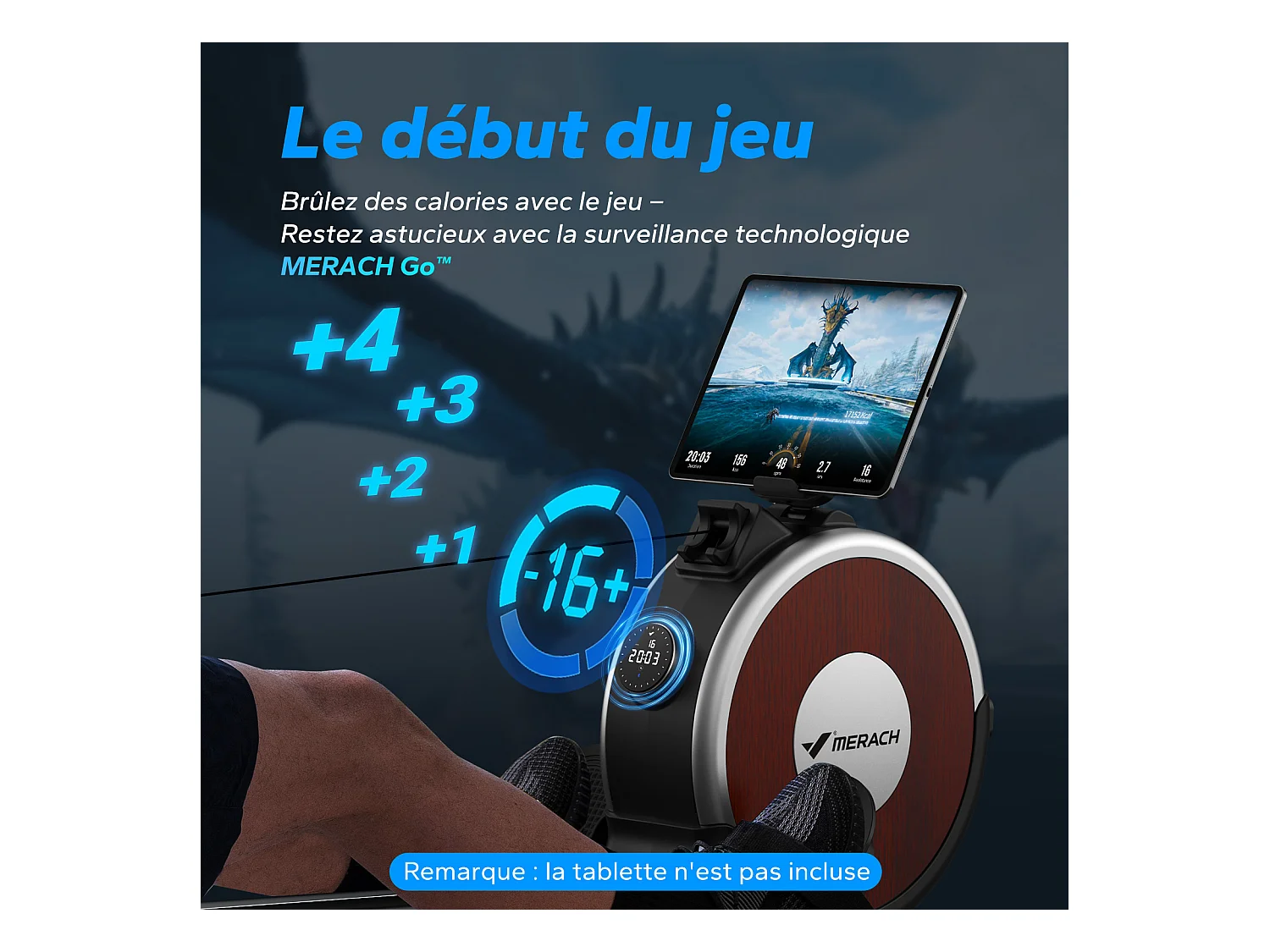 Rameur Magnétique Électrique Pour La Maison Merach, 16 Niveaux De Résistance, Réglage Intelligent, Compatible Avec App