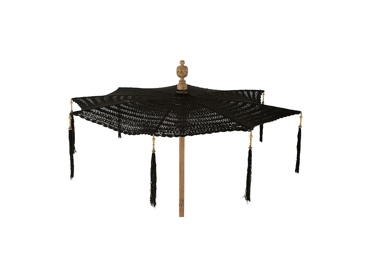 Ombrellone con frange e base in tessuto nero 140x140x253 cm