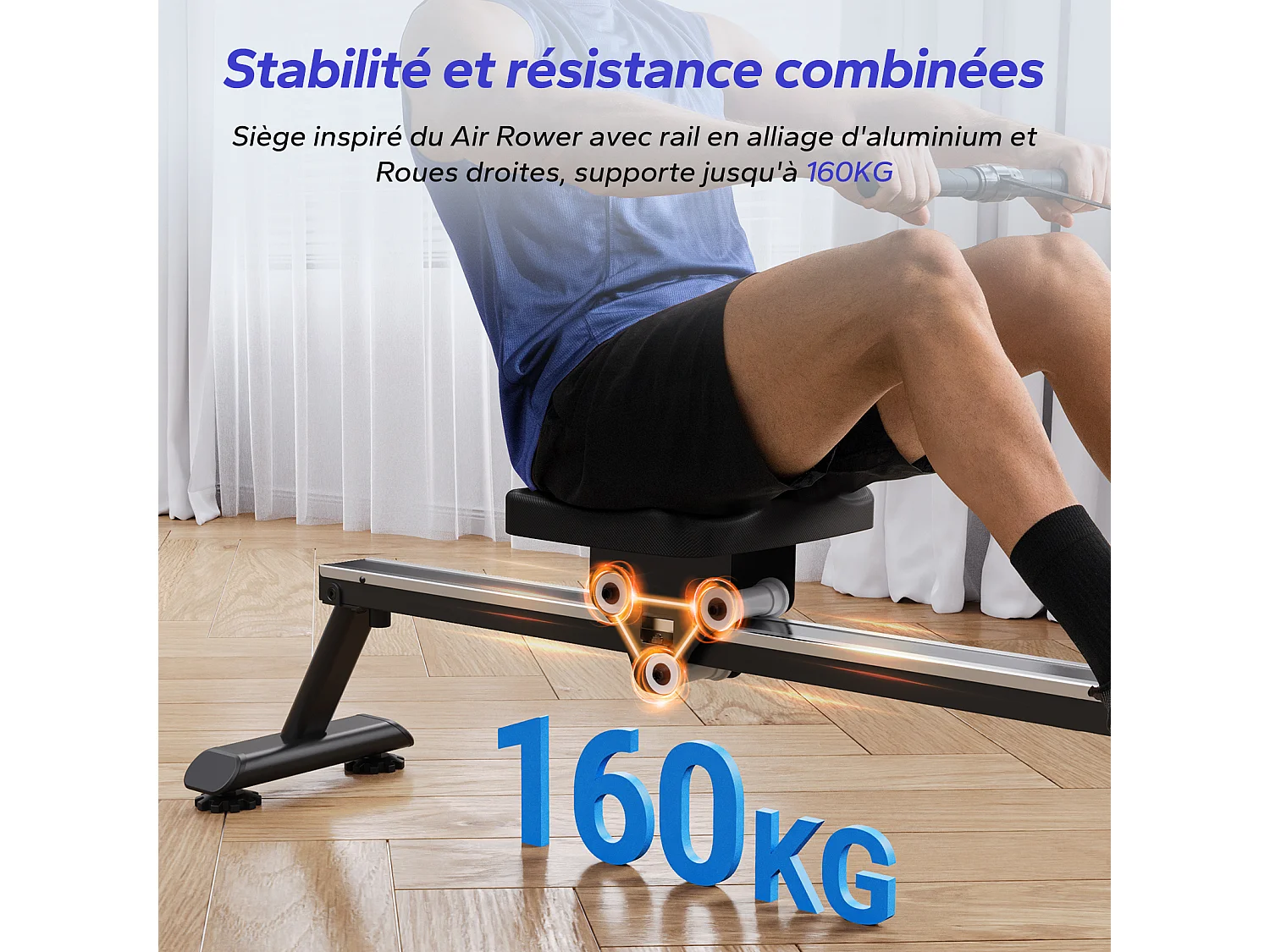 Rameur À Eau D'appartement - Merach, 6 Niveaux De Résistance, Moniteur Bluetooth, Support De Tablette, Pliable, Noir, Connecté App Zwift, Kinomap, Merach