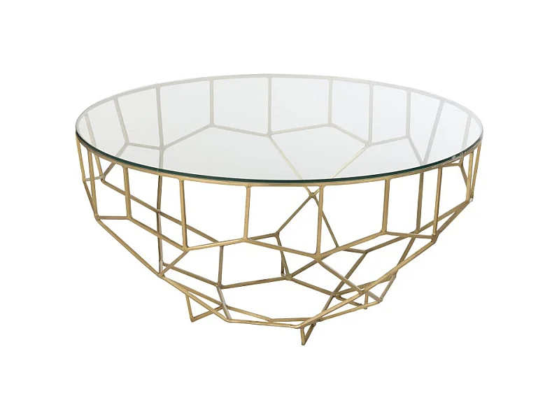 Mesa baja redonda de metal dorado 90*90*44cm