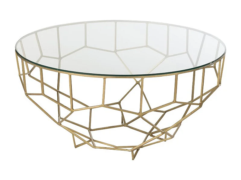 Mesa baja redonda de metal dorado 90*90*44cm