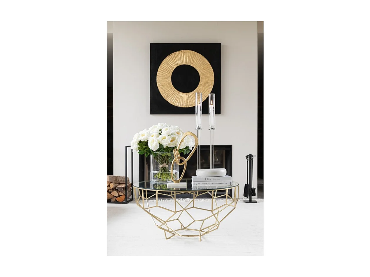Mesa baja redonda de metal dorado 90*90*44cm