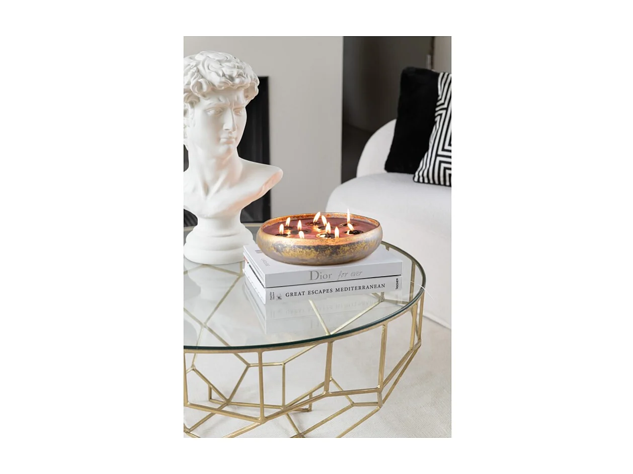 Mesa baja redonda de metal dorado 90*90*44cm