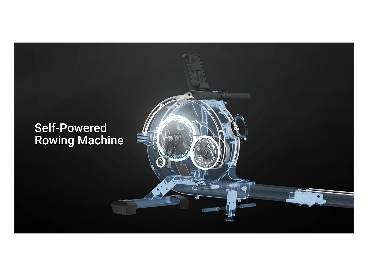 Rameur d'Appartement Merach, 16 Niveaux de Résistance, Deux Rails, Charge Maximale de 160 kg, Compatible avec APP