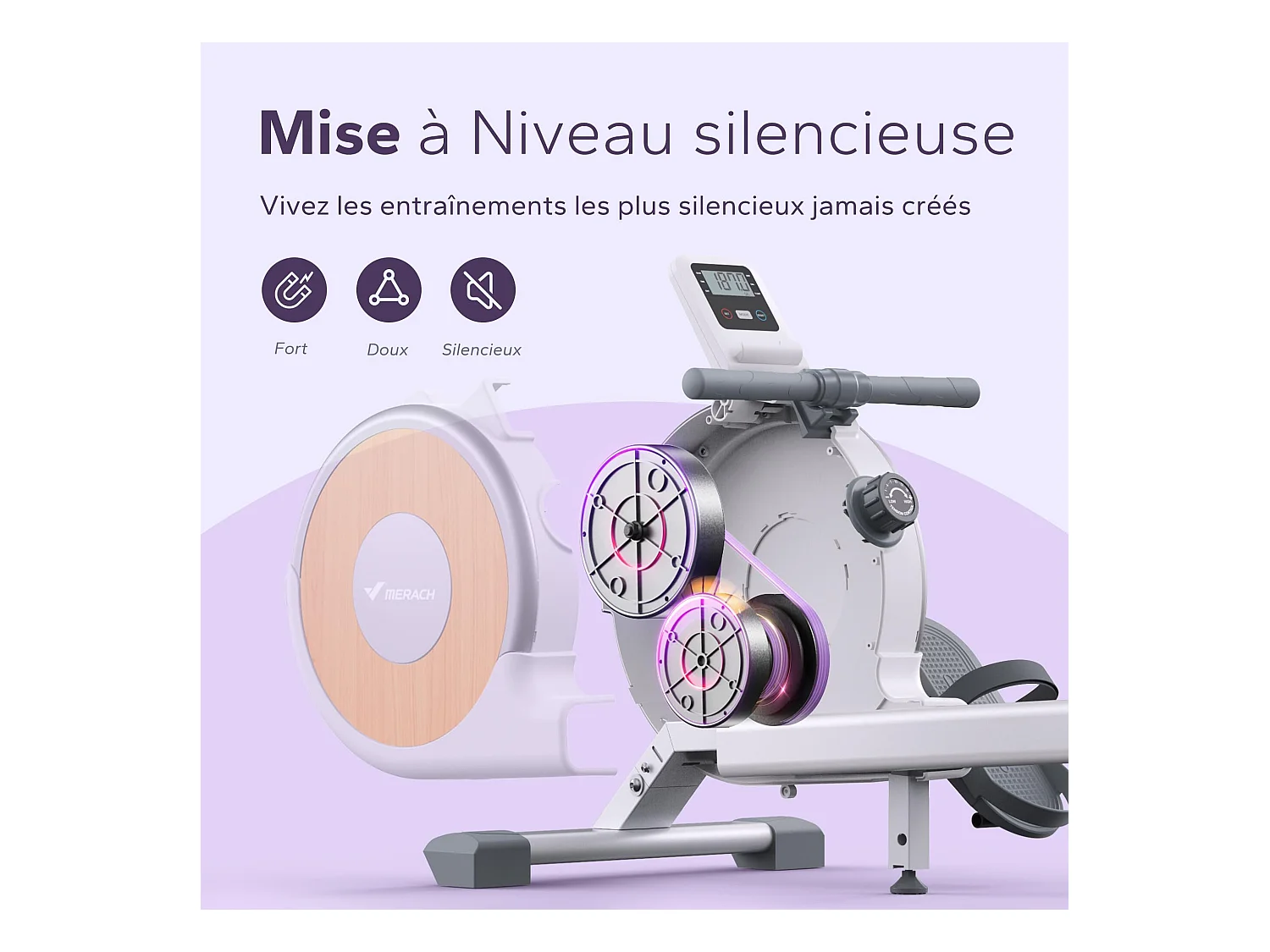 Rameur D'appartement Merach, 16 Niveaux De Résistance Magnétique, Charge Max De 160 Kg, App Connecté