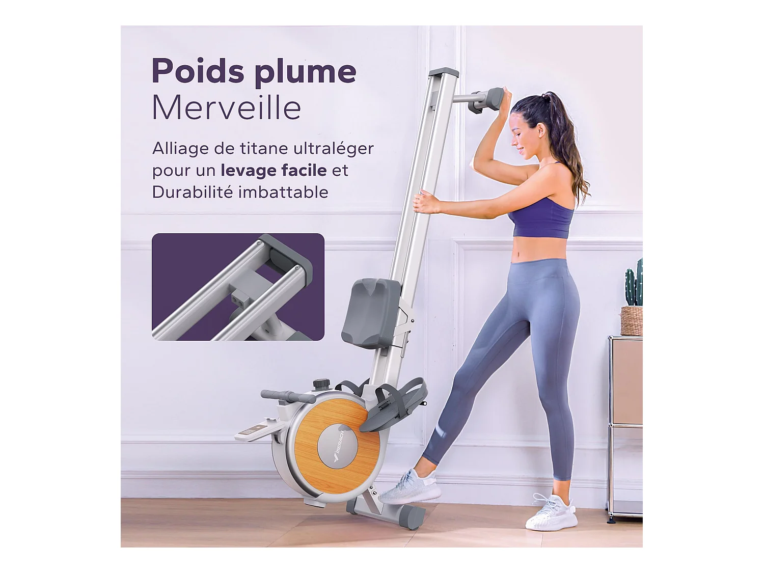 Rameur D'appartement Merach, 16 Niveaux De Résistance Magnétique, Charge Max De 160 Kg, App Connecté