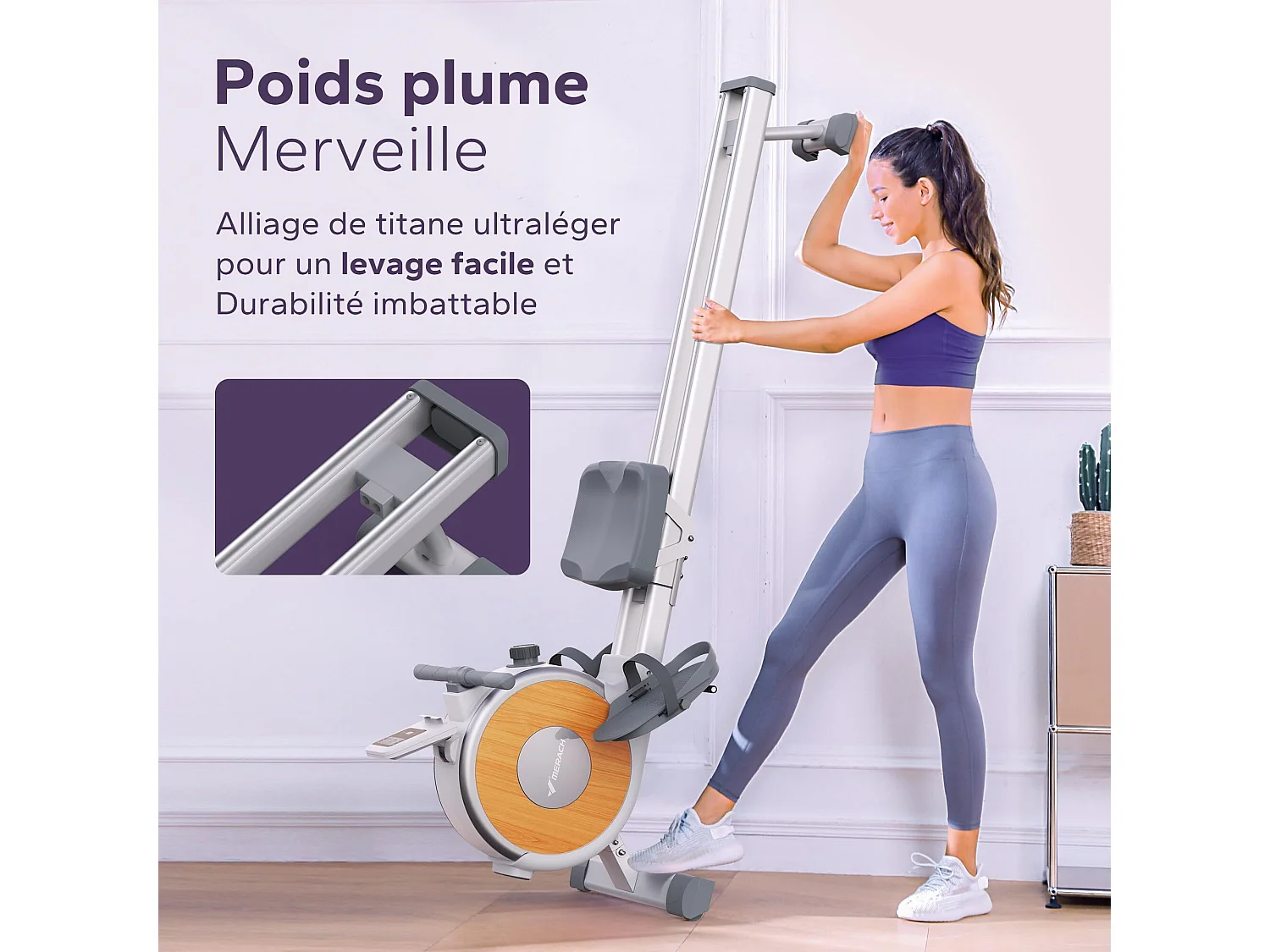 Rameur D'appartement Merach, 16 Niveaux De Résistance Magnétique, Charge Max De 160 Kg, App Connecté