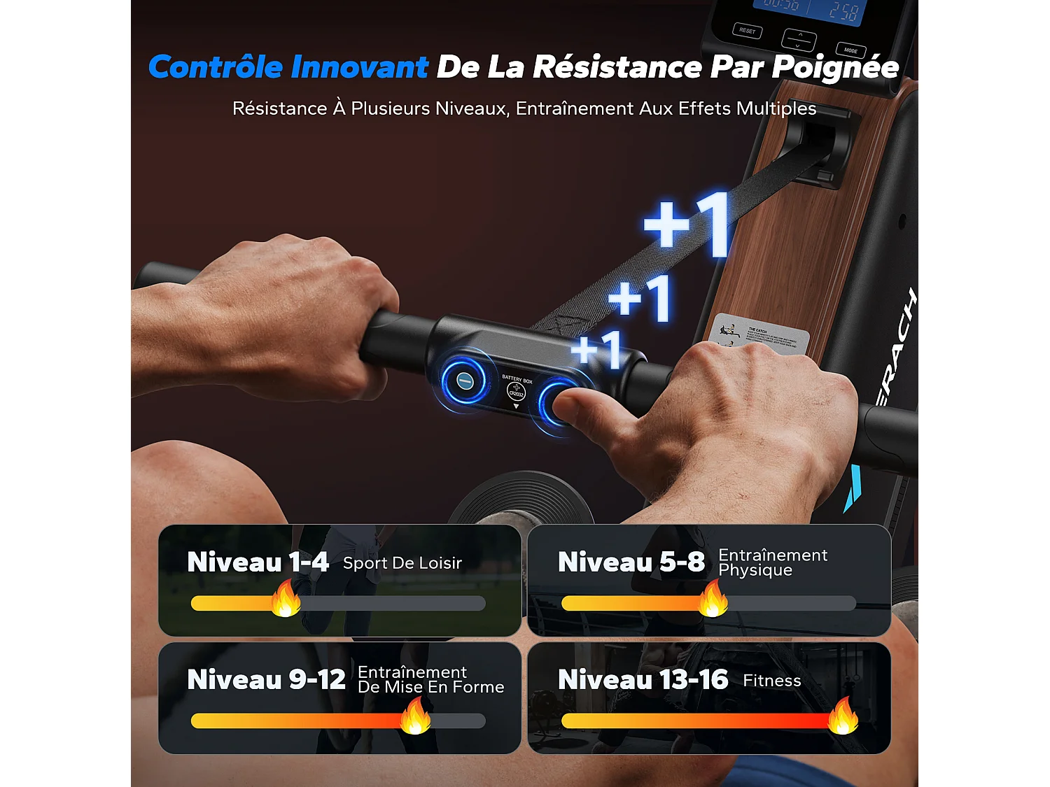 MERACH Roeimachine voor thuis -16-staps stille magnetische roeitrainer - LCD/Bluetooth/Slimme app - Verstelbare tablet-houder - Eenvoudige montage - Tot 158 kg