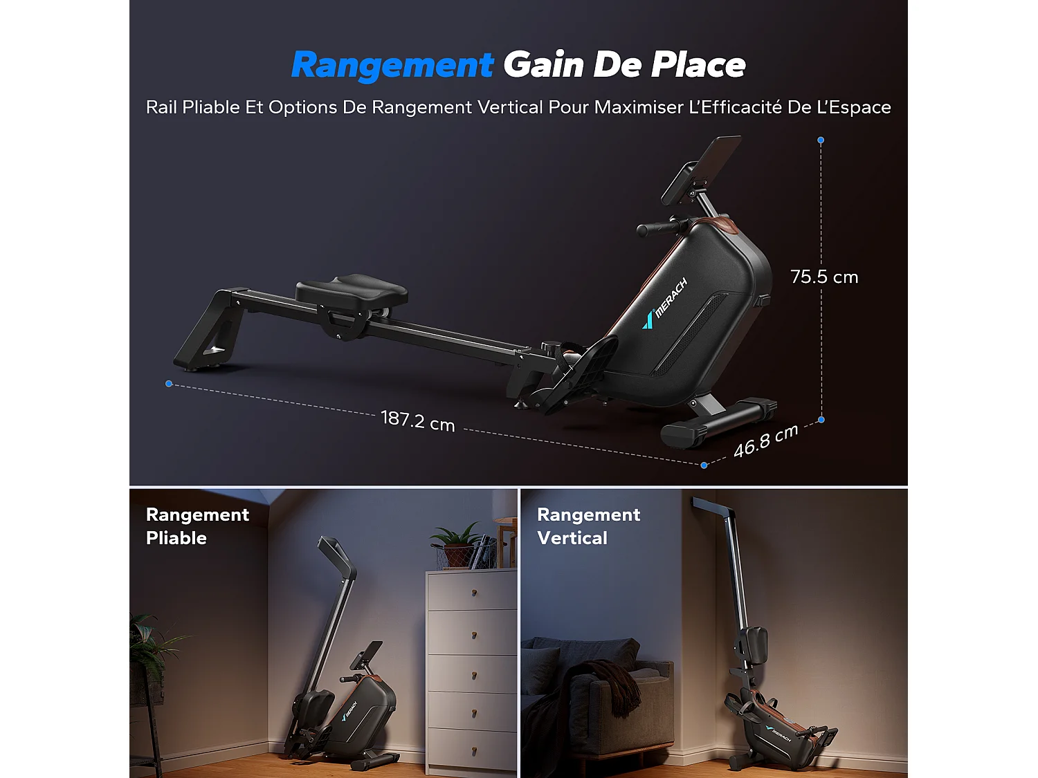 MERACH Roeimachine voor thuis -16-staps stille magnetische roeitrainer - LCD/Bluetooth/Slimme app - Verstelbare tablet-houder - Eenvoudige montage - Tot 158 kg
