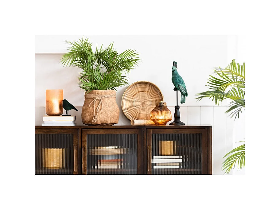 Palmera en maceta plástico verde/negro Alt. 84 cm