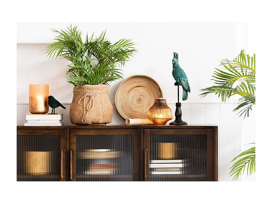 Palmera en maceta plástico verde/negro Alt. 84 cm