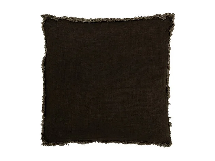 Cojín flecos cuadrado algodón verde 45x45 cm