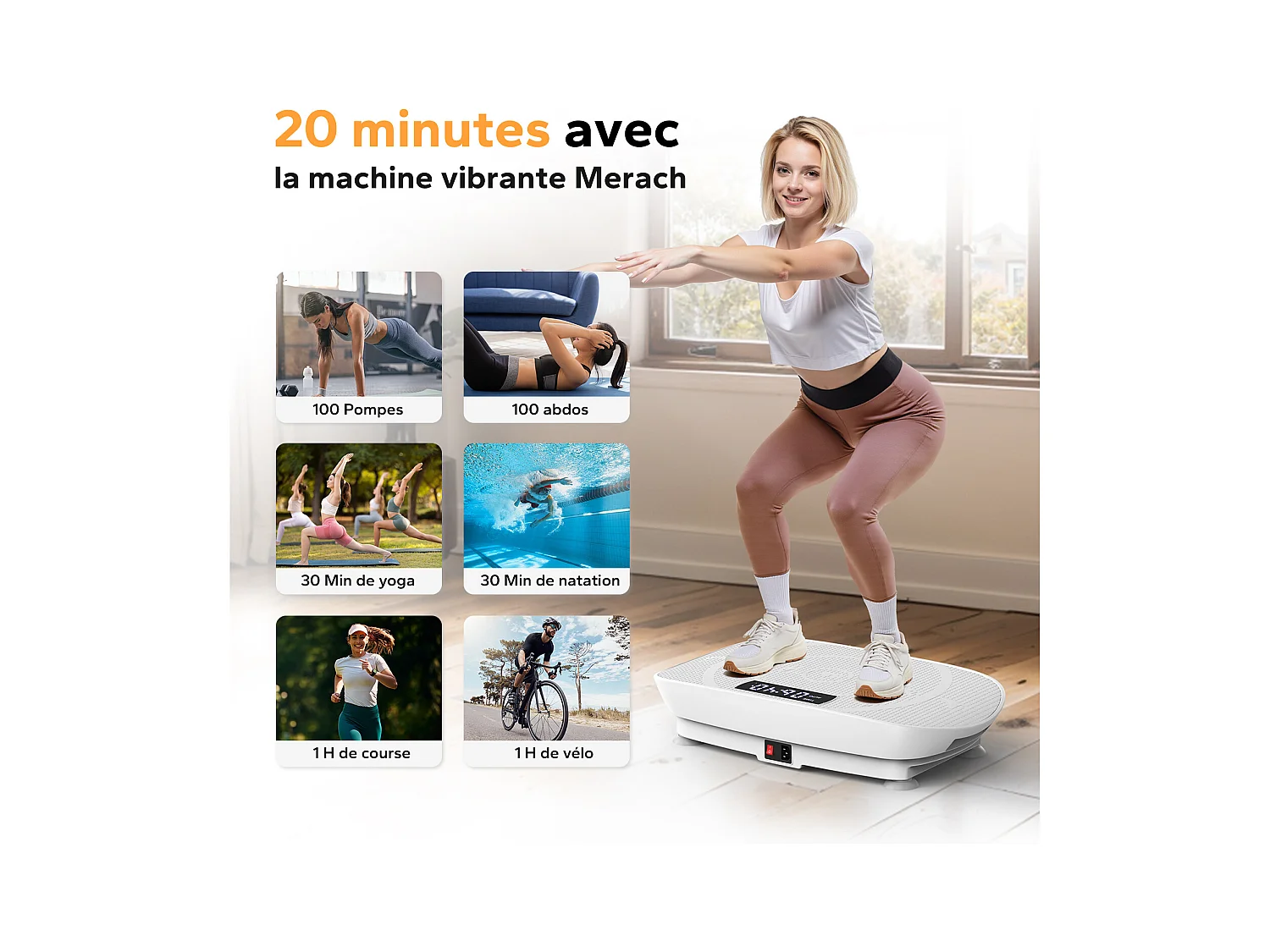 Plateforme Vibrante Avec Télécommande-Merach, La Mise En Forme Des Muscles, Contrôle Automatique De La Vitesse, Bluetooth Intégré